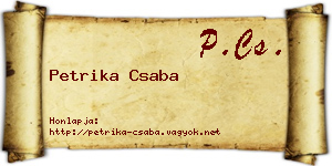 Petrika Csaba névjegykártya